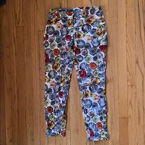Rose Pattern Pants 28 Skinny Straight
